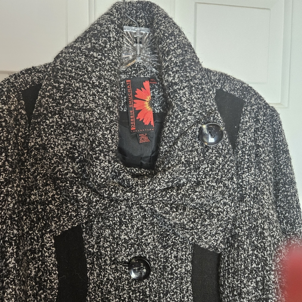 DEBBIE SHUCHAT COLLECTION WOMEN  CHARMING MID LONG TWEED COAT SIZE XL - Picture 9 of 16